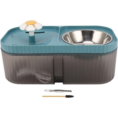 Kattenwaterfontein Voerbak Hoge Capaciteit Stil 2 In 1 Huisdier Voederbak Waterdispenser Voermachine blauw