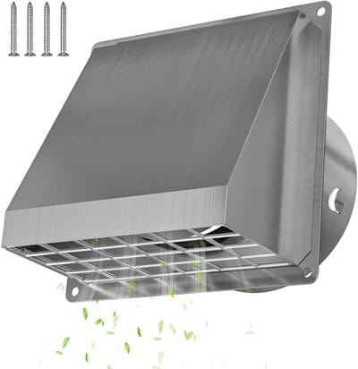 Ventilatierooster Buiten - Afvoerrooster Wand - Lucht Afvoeren - Geïntegreerde Terugslagklep - 100 mm - Roestvrij Staal