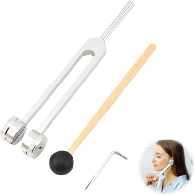 Dailygoods- Stemvork 128 Hz - Aluminiumlegering - Siliconen - Klanktherapie - Stressvermindering - Verzilverd - Klankvork