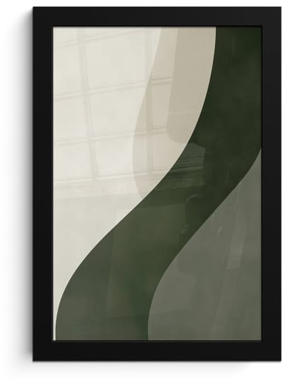 Poster in lijst - Fotolijst 20x30 cm - Posters - Japandi - Groen - Abstract - Modern - Posterlijst zwart - Decoratie - Wanddecoratie woonkamer - Muurdecoratie slaapkamer