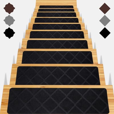 Trapmatten voor Treden - 15 Stuks (8" x 30") Anti-Slip Indoor Carpet Treads, Veilig voor Kinderen, Ouderen & Huisdieren, TPE Achterkant