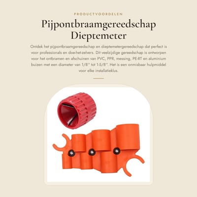 Dailygoods- Pijpontbraamgereedschap 6 maten - Dieptemetergereedschap - Afschuiningsgereedschap - Geschikt voor PVC/PE-RT - Sterk kunststof - Voor buizen 1" tot 5/8 - Buisontbraamgereedschap