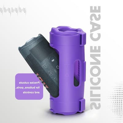 Zachte Siliconen Hoes voor Draagbare Bluetooth Speaker, Inclusief Schouder- en Fietshouder (Paars)