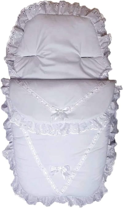 Baby Voetenzak - Kinderwagenhoes Dekje - Warmte Baby - Luxe Kant Detail - Wit