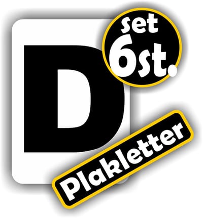 Jerma - Plakletters - D - Sticker Set – 6 st - Vinyl - 5x7cm - Zwart - Binnen en Buiten - Zelfklevend