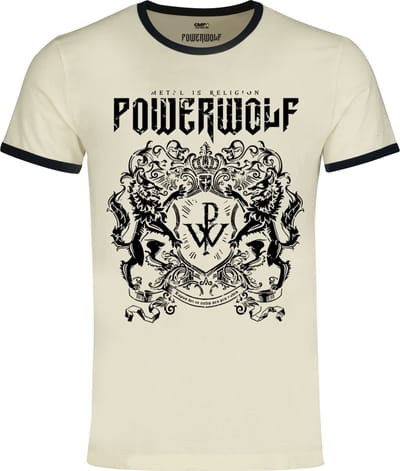 Powerwolf Metal Is Religion - Ringer Shirt Heren T-shirt - gebroken wit - M