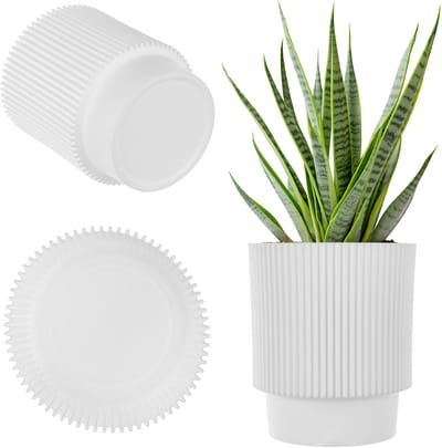 Decoratieve bloempot - Plantenpot sierpot - Binnen en buiten - Robuust kunststof materiaal - 14 cm - Wit