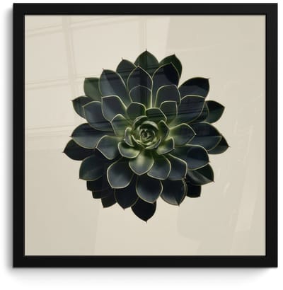 Poster in lijst - Fotolijst 40x40 cm - Posters - Rozet - Cirkelvormig - Donkergroen - Posterlijst zwart - Decoratie - Wanddecoratie woonkamer - Muurdecoratie slaapkamer