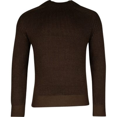 Thomas Maine Trui Turtle Two Color Brioche Rib Knit Dark Olive / male