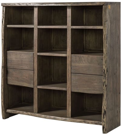 MASSIVMOEBEL24.DE acacia boekenkast grijs massief hout 142x45x147 cm (BxTxH) gelakt gemonteerd PURE ACACIA volledig massief 410