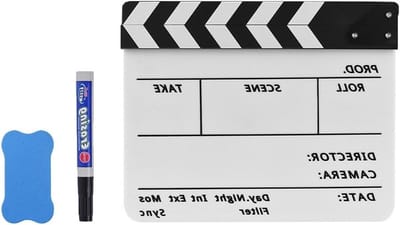 Professionele Acryl Klapbord Slate Clapperboard met Marker en Gum voor Film en TV Producties
