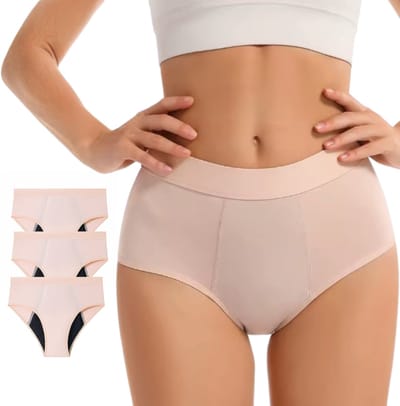 3 Pack - Menstruatie Ondergoed - Lichtroze - Dames Slips - Comfortabel & Absorberend - Onderbroek 95% Katoen - Dames Lingerie / Ondergoed Set - Maat XXXXL / 4XL