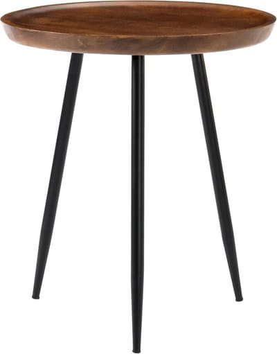 Tri Pin Bijzettafel - Handgemaakt Mangohout en Metaal - Natuurlijk Vochtbestendig - 53,25x53,25x58,5 cm