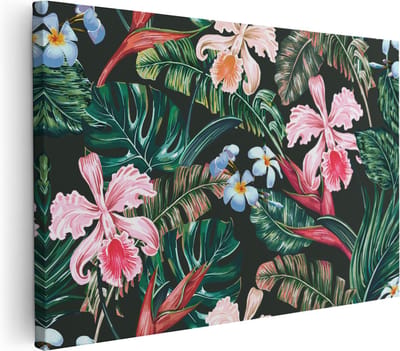 Artaza Canvas Schilderij Botanisch - 30x20 cm - Klein - Muurdecoratie Bloemen - Wanddecoratie Woonkamer - Kamer Accessoires Tropisch