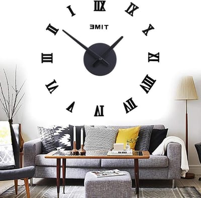 Grote 3D Wandklok van Acryl met Modern Design voor Thuis en Kantoor - Stille Quartz Klok, Makkelijk te Monteren, Decoratie met Romeinse Cijfers