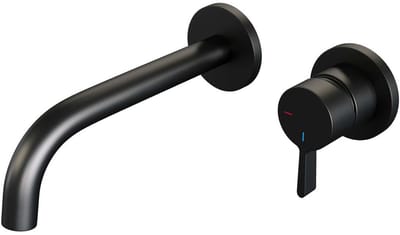Brauer Black Edition Inbouw Wastafelmengkraan met Gebogen Uitloop en Rozetten Model E1 Mat Zwart