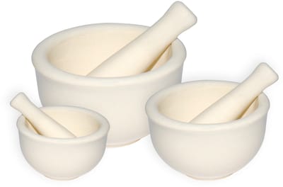 Sundo Vijzel met stamper porselein 9 cm - Fijnmalen & vermalen - Wit