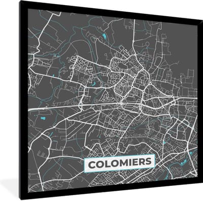 Fotolijst incl. Poster - Colomiers - Frankrijk - Stadskaart - Kaart - Plattegrond - 40x40 cm - Posterlijst