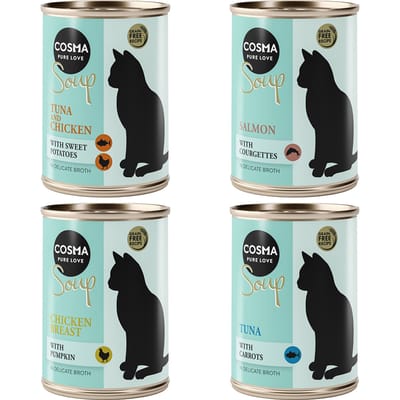 24 x 100 g Mix  (4 Soorten) Soup Cosma Kattenvoer
