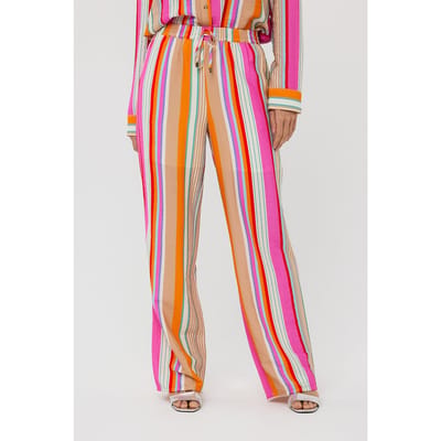 EsQualo Trousers Wide Striped Print Maat: 34 | Wijde Broeken Outlet | Dames | Oranje