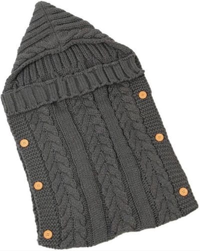 CHPN - Babyslaapzak - Slaapzakje voor in wandelwagen - Warme deken voor in kinderwagen - Grijs - Babydeken - Baby warm houden - Winter slaapzak - Gebreid