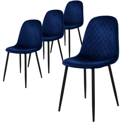 Eetkamerstoel set van 4 met rugleuning Donkerblauw Keukenstoel met microvezel fluwelen hoes ML design