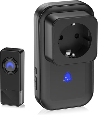 Draadloze Deurbelset - Bel met Stopcontact - Huizen Beveiligen - IP55 Waterdicht - 260m Bereik - Zwart