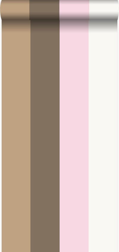 Origin Wallcoverings behang strepen roze en bruin - 53 cm x 10.05 m - 346516