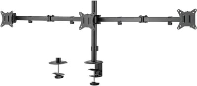 TIM® Monitorarm 3 schermen - Muurbeugel - Triple Beeldschermarm Voor 15 tot 27 inch - Muurbeugel Monitor - Monitorbeugels - Monitorbeugel 3 schermen - Zwart - 144cm x 15cm x 55cm