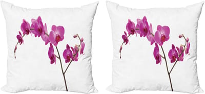 ABAKUHAUS Magenta Kussensloopset (2 stuks), Wilde Orchideeënblaadjes, 50 cm, Violet