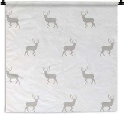 Wandkleed - Wanddoek - Patronen - Hert - Wit - 90x90 cm - Wandtapijt