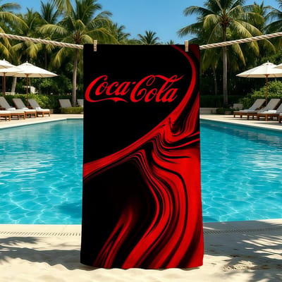 C-Coca-Cola-ES Mode Logo Handdoek Voor Buiten Kamperen Strandhanddoek Super Absorberend Sneldrogende Zomerhanddoek STJ70x140CM