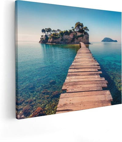 Artaza Canvas Schilderij Houten Pier - 50x40 cm - Wanddecoratie Zee - Muurdecoratie Eiland - Kamer Accessoires Kust
