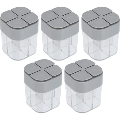 5 stuks 4 in 1 Kruidencontainer Kruiden Kruidenstrooier met Luchtdicht Deksel voor Thuis Restaurant Keuken white
