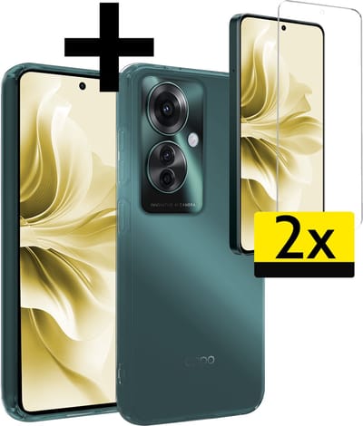 Hoesje - Met 2x Screenprotector - Geschikt voor OPPO Reno 11F - Sterk & Shockproof - Back Cover - Siliconen Case - Telefoon Hoes - Telefoonhoesjes - Transparant