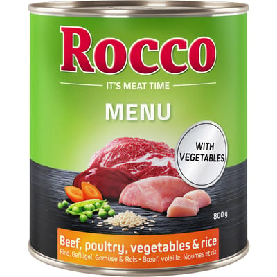 6x800g Menu Gevogelte, Groente & Rijst Rocco Hondenvoer