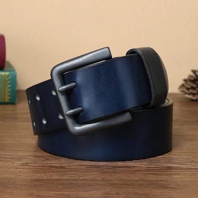 Cuir Véritable 100% Épaisseur 4,3 Cm Peau de Vache Haute Qualité Ceinture Pour Homme Ceinture Mâle de Luxe Designer Boucle à Double Ardillon Sangle pour Jean 105CM black