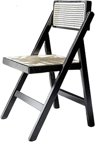 Klapstoel Rotan - Eettafelstoel Campingstoel - Comfortabel Zitten - Handgeweven Rotan Zitting - 82x51x45cm - Khaki