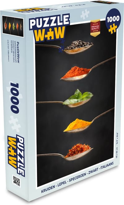 Puzzel Kruiden - Lepel - Specerijen - Zwart - Italiaans - Legpuzzel - Puzzel 1000 stukjes volwassenen