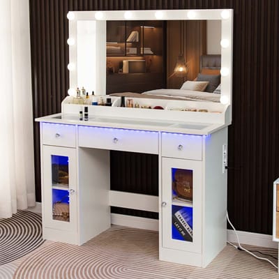 Milton & Oldbrook Kaptafel met LED- & RGB-verlichting Fulda Wit