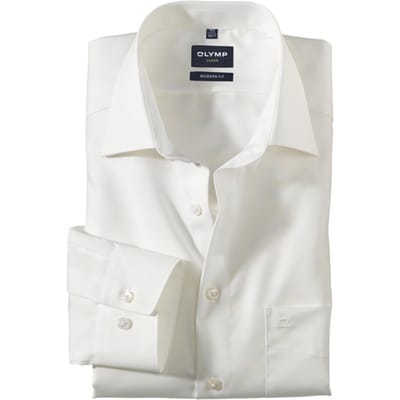 OLYMP Luxor modern fit overhemd - beige of off white - Strijkvrij - Boordmaat: 39