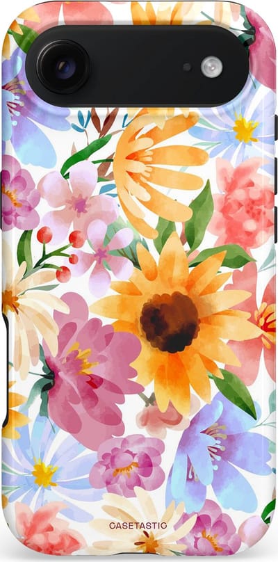 Casetastic hoesje geschikt voor Apple iPhone Air - MagSafe - Dubbellaagse bescherming - Aquarel fantasie - Fashion Case - Crème Wit Perzik Goud