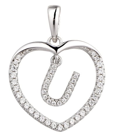 N3 Collecties 925 Hartje zilver Ketting met Hanger -Letter U