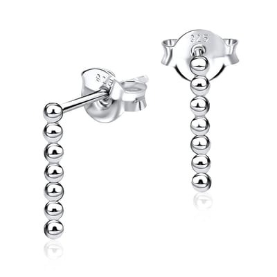 Joy|S - Zilveren bar / staaf oorbellen - 1 x 12 mm - bolletjes / balletjes