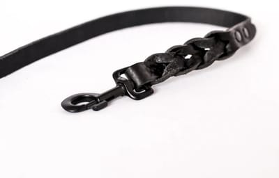 Cooper & Quint Twisted - Hondenriem gevlochten leer - Zwart - 140cm - All Black