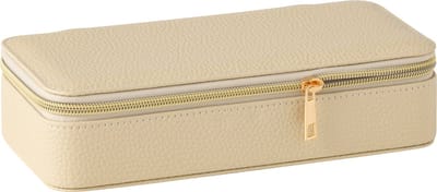 J-Line juwelendoos Rechthoek + spiegel - kunstleder - beige