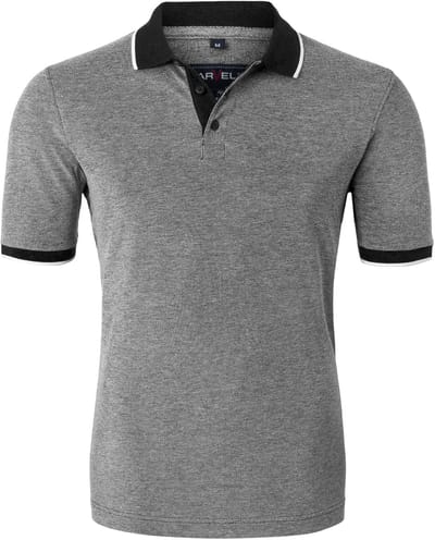 MARVELIS modern fit poloshirt - zwart-wit melange