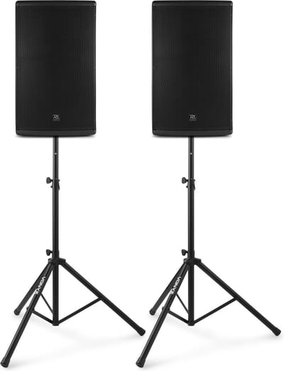 Power Dynamics PD415A Pro speakerset met 2 statieven