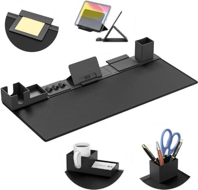 Desk Pad Set – 6 in 1 Muismat met Magnetische Desktop Opslag Accessoires – DIY Functie voor Telefoon en Tablet Standaard – Bekerhouder – Kaarthouder – Pennenhouder voor Kantoor en Thuis