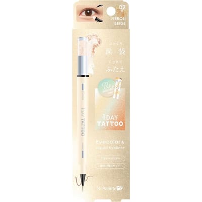 K-Palette - 1 Day Tattoo Eyecolor & Liquid Eyeliner 02 Neroli Beige